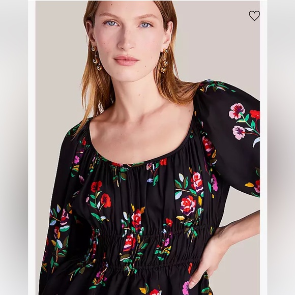 KATE SPADE Autumn Floral Long-sleeve Riviera TOP! Colorful Silk Blend NWT - Picture 1 of 7